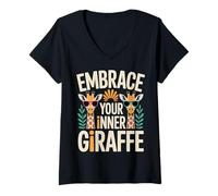 Womens Embrace Your Inner Giraffe Tall Animal Motivation |- V-Neck T-Shirt