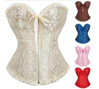 Women's Embroidery Overbust Bustier UK Sale Ladies Gothic Satin Lace Up Waist Cincher Tummy Control Corsets Elegant Baroque Bustier Tops Heavy Duty Shapewear Vintage Harajuku Streetwear S-4XL