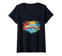 Women's Emerald Isle North Carolina Sand Dunes Beach Novelty Graphic V-Neck T-Shirt
