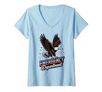 Womens Emergency Department ER Patriotic USA Eagle Nurse Doctor V-Neck T-Shirt