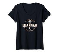 Womens Emilia-Romagna Italy Coordinates Label 2C V-Neck T-Shirt