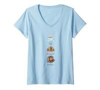 Womens Emily in Paris Cafe Croissant Couture Illustration TV Show V-Neck T-Shirt