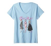Womens Emily in Paris C'est Beau! Watercolor Fashion Sketch V-Neck T-Shirt