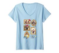 Womens Emily in Paris Distressed Emily Ornate Portraits V-Neck T-Shirt