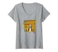 Womens Emily in Paris Posing in The Arc De Triomphe Sketch Portrait V-Neck T-Shirt