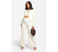 Womens Emily Shak Maternity Soft Rib Wide Leg Trouser - White - 16, White