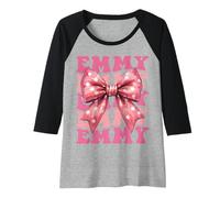 Womens Emmy Name Coquette Bow Aesthetic for Women Girls Raglan Baseball Tee