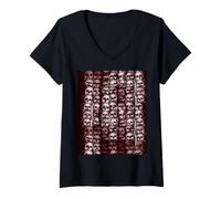 Womens Emo Grunge Maroon Gothic Aesthetic Goth Skull V-Neck T-Shirt