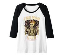 Womens Emo Mom Club Still Rockin Skeleton Nostalgia Women Mother Raglan Baseball Tee