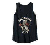 Womens Emo Moms Club Microphone with Roses Punk Design Tank Top
