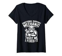 Women's Emotion Support Mechanic Trust I Fixed It Car Guys V-Neck T-Shirt