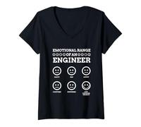 Womens Emotional Range Of An Engineer Funny Engineering Faces Fan V-Neck T-Shirt