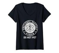 Women's Emotional Support Human Do Not Pet Funny Sarcastic V-Neck T-Shirt