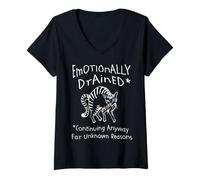 Women's Emotionally Drained Still Going Anyway Funny Cat Work Life V-Neck T-Shirt