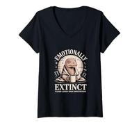 Women's Emotionally Extinct Please Lower Your Expectations Dino V-Neck T-Shirt