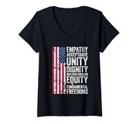Women's Empathy Acceptance Unity Dignity Multiculturalism Equity V-Neck T-Shirt