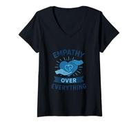 Womens Empathy Over Everything Blue Puzzle Heart Awareness Design V-Neck T-Shirt