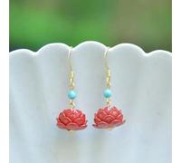 Women's Emperor Red Sand Lotus Earrings S925 Silver Jewelry
