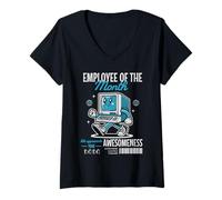 Womens Employee of the Month Computer Office Job Loyalty Reward V-Neck T-Shirt
