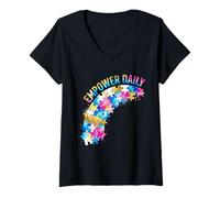 Women's Empower Daily Puzzle Watercolor Occupational Therapist V-Neck T-Shirt