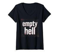 Women's Empty Hell - Christian Faith Bold Gospel Evangelism V-Neck T-Shirt