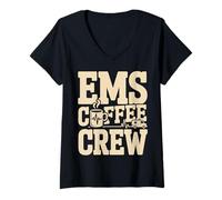 Women's EMS Coffee Crew Paramedic EMT First Responder V-Neck T-Shirt