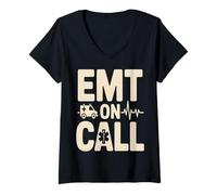 Women's EMT On Call Ambulance EMS First Responder Pride V-Neck T-Shirt