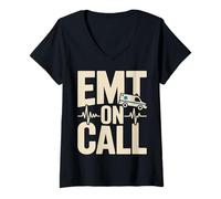 Women's EMT On Call Ambulance EMS First Responder Pride V-Neck T-Shirt