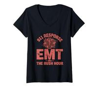 Women's EMT Rush Hour Star Life Distressed V-Neck T-Shirt