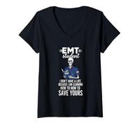 Womens EMT Student Learning Save Lives Quote V-Neck T-Shirt