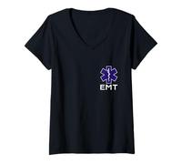 Women's EMT Uniform Emergency Medical Technician Star of Life EMS V-Neck T-Shirt