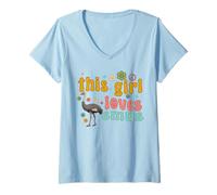 Womens Emus Bird Funny Women This Girl Loves emu Birding V-Neck T-Shirt