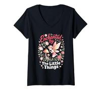 Women's Enchanted by the Little Things Fairy Fairycore Magic V-Neck T-Shirt