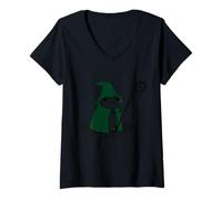 Womens Enchanted Frog Wizard T-Shirt - Magical Toad Frogcore V-Neck T-Shirt