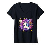 Womens Enchanted Unicorn Castle Dream Adventure V-Neck T-Shirt