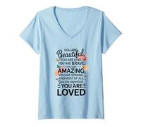 Women's Encouragement for The Mirror Beautiful, Kind, Brave, Strong V-Neck T-Shirt