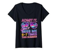 Women's End of School Teacher Admit It You'll Miss Me 67 Last Day V-Neck T-Shirt