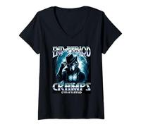 Women's END Period Cramps Alpha Wolf Meme Funny Cringe Unhinged V-Neck T-Shirt