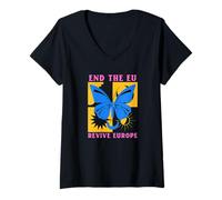 Womens End The EU - Revive Euope (with a butterfly print) V-Neck T-Shirt