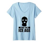 Womens End The ICE Age - Unmask Federal Immigration Agents V-Neck T-Shirt