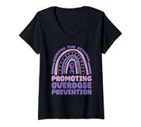 Womens End The Stigma, Promote Overdose Prevention V-Neck T-Shirt