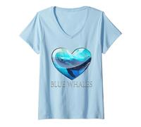 Womens Endangered Sea Species Marine Mammals Largest Animal V-Neck T-Shirt
