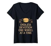 Womens Endless Devotion One Wheel at A Time Gourmet Cheese V-Neck T-Shirt