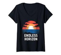 Women's Endless Horizon Funny Sunset Adventure Design V-Neck T-Shirt