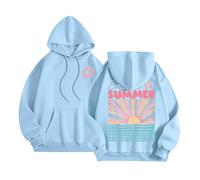 Women's Endless Summer Aesthetic Hoodies Fall Beach Graphic Pullover Sweaters Personalized Y2K Hooded Casual Tops Soft with Hood Fashion Lightweight Workou Funny Loose Fit Backwoods Blue