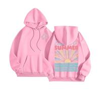 Womens Endless Summer Graphic Hoodies Cute Casual Soft with Hood Outfits Workou Beach Hooded Sweaters Fashion Cartoon Trendy Lightweight College Comfort 2025 Fall Thin Women's Pink