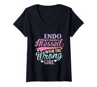 Women's Endometriosis Picked The Wrong Girl Endo Warrior Awareness V-Neck T-Shirt