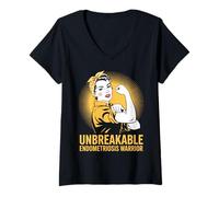 Women's Endometriosis Warrior Women Endo Awareness V-Neck T-Shirt