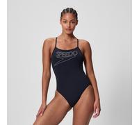 Speedo - Women's Endurance+ Logo Thin Strap One Piece - Swimsuit size 14, blue