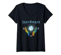 Womens Energy Chakra Holistic Healing Hands Lightworker Reiki V-Neck T-Shirt